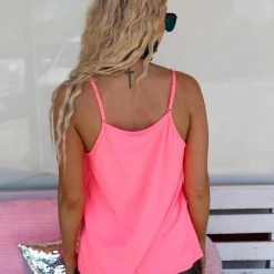 Riri Nancie Neon Pink Crochet Front Tank Top