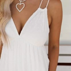 Peach Love Ivory Solid Dot Jacquard Dress All Dresses