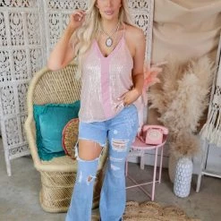 Cloudwalk The Cosmo Pink Sequin Tank Top