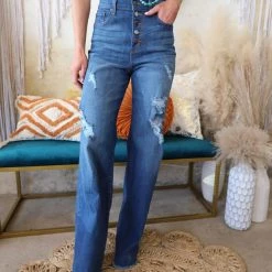 GJG Denim Apparel Marii Medium Wash High Rise Flare Jeans