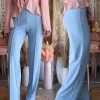Canvas Sky Blue High Waisted Wide Leg Pintuck Pants Apparel