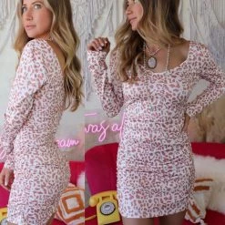 The Lace Cactus Apparel Adrianna Apricot Leopard Bodycon Dress