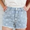 Lelis Light Wash Star Denim Shorts