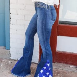 GJG Denim Medium Wash Blue Star Bell Bottoms