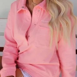 Urban Daizy Parker Pink Mock Neck Pullover Top Apparel