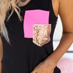 Avery The Meka Sequin Pocket Tank Top