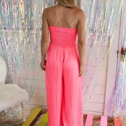 Bucket List Natasha Neon Pink Jumpsuit New