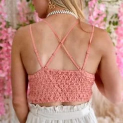 Anemone Coral Padded Crochet Lace Longline Bralette Apparel