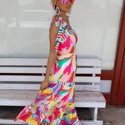 Flying Tomato New The Megan Multi Print Maxi