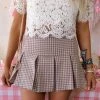 Baevely Apparel Gretchen Taupe Gingham Pleated Skort