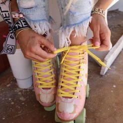 Cosmic Skates Pink Floral Roller Skates Spring Brunch Collection
