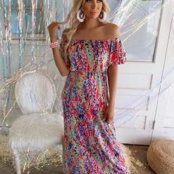 BEESON RIVER Farrah Floral Off Shoulder Maxi Dress New