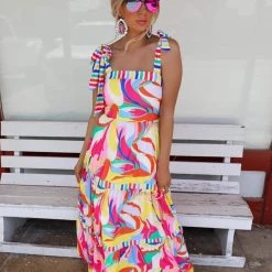 Flying Tomato New The Megan Multi Print Maxi