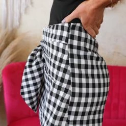 Main Strip Black And White Gingham Overwrap Shorts Apparel