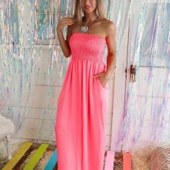 Bucket List Natasha Neon Pink Jumpsuit New