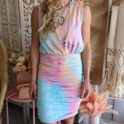 Main Strip Apparel Taleen Tie Dye Round Neck Dress