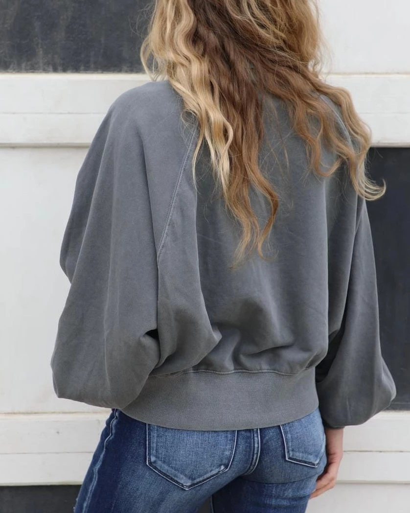 Peach Love Charcoal Washed French Terry Pullover Apparel