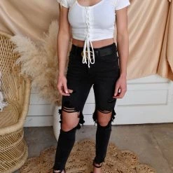 Cello Diana Distressed Denim Black Jeans Apparel