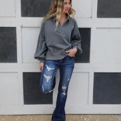 Peach Love Charcoal Washed French Terry Pullover Apparel