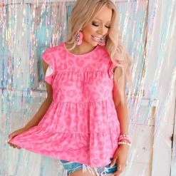 Nadia The Fantastic Fuchsia Leopard Top New