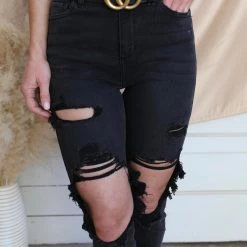 Cello Diana Distressed Denim Black Jeans Apparel