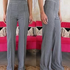 Canvas Black And White Pintuck High Waisted Pants