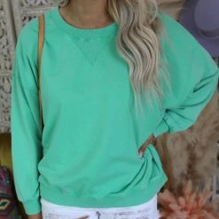 Fantastic Fawn Apparel Green Washed Knit Sweatshirt