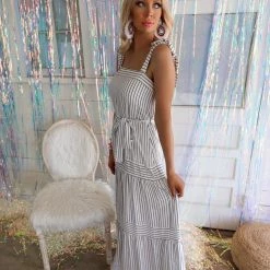 Cezele New Betsy Black And White Stripe Dress