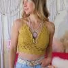 Anemone Apparel Gold Padded Crochet Lace Longline Bralette
