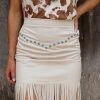 Fashion Express Back To You Beige Fringe Skirt New