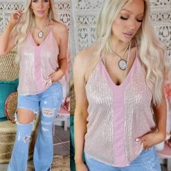 Cloudwalk The Cosmo Pink Sequin Tank Top
