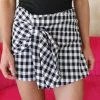 Main Strip Black And White Gingham Overwrap Shorts Apparel