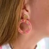 The Lace Cactus Gold And Pink Circle Cactus Earrings