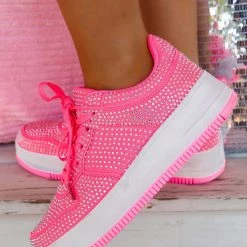 Berness Hadley Hot Pink Rhinestone Tennis Shoes