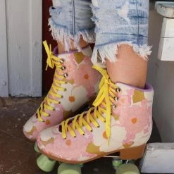 Cosmic Skates Pink Floral Roller Skates Spring Brunch Collection
