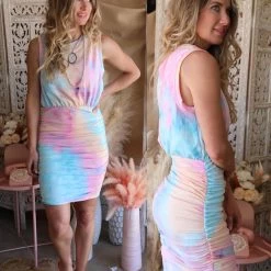 Main Strip Apparel Taleen Tie Dye Round Neck Dress