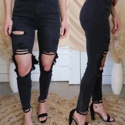 Cello Diana Distressed Denim Black Jeans Apparel