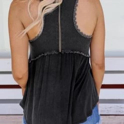 POL Bella Black Knit Babydoll Tank New