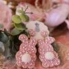Prep Obsessed Wholesale Pink Pearl Beaded Bunny Earrings