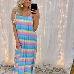 Adrienne Apparel Over The Rainbow Maxi Dress