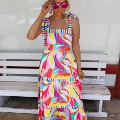 Flying Tomato New The Megan Multi Print Maxi