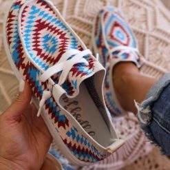 Gypsy Jazz Trinity Turquoise + Burgundy Aztec Knit Slip On Shoes Footwear