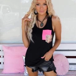 Avery The Meka Sequin Pocket Tank Top