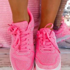Berness Hadley Hot Pink Rhinestone Tennis Shoes