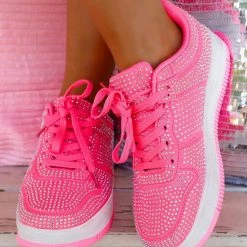 Berness Hadley Hot Pink Rhinestone Tennis Shoes